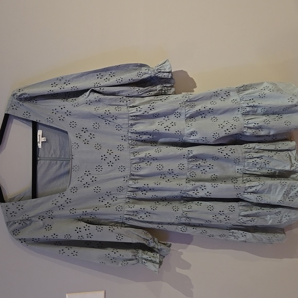 Madewell Light Blue Eyelet Lizzie MidiDress Size 8 - Picture 5 of 7